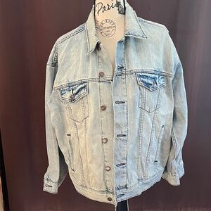 Free People Light Blue Distressed Denim Jacket
